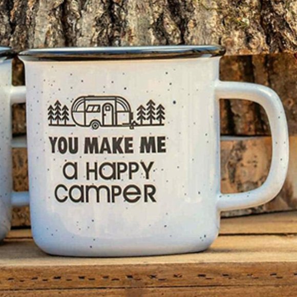 Stoneware Coffee Mug "You Make Me a Happy Camper"" - Picture 2 of 3